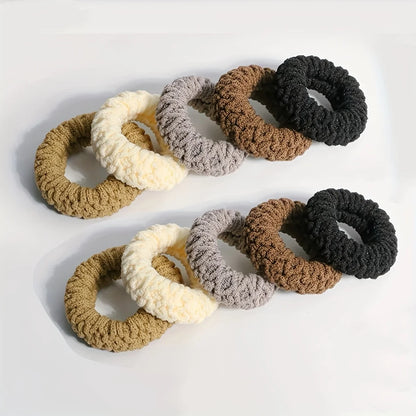 10PCS Wide Thick Hair Ties - Durable Elastic Ponytail & Bun Holders