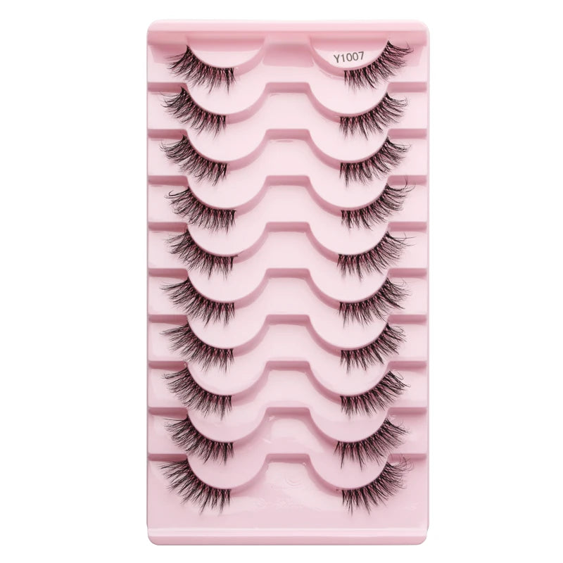 SHIDISHANGPIN 5/10 Pairs Cat Eye False Lashes – 3D Mink Half Lashes, Eyelash Extensions for Natural Makeup, Faux Cils Maquiagem