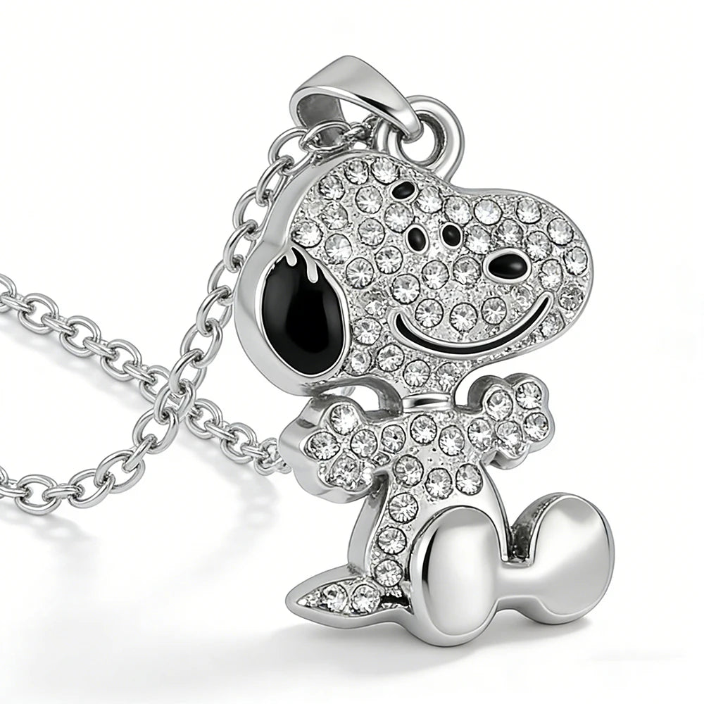 Snoopy Zircon Necklace - Cute Cartoon Dog Pendant Couple Jewelry for Valentine's Day Gifts