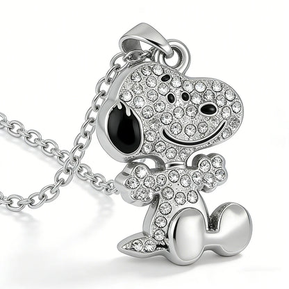 Snoopy Zircon Necklace - Cute Cartoon Dog Pendant Couple Jewelry for Valentine's Day Gifts