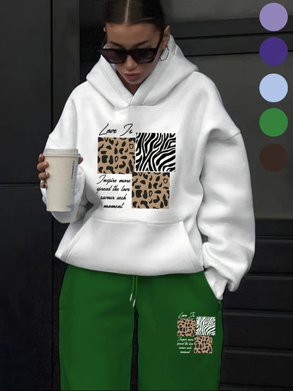 Women's 2-Piece Tracksuit Set - Hooded Sweatshirt & Sweatpants Casual Jogging Sports Outfit