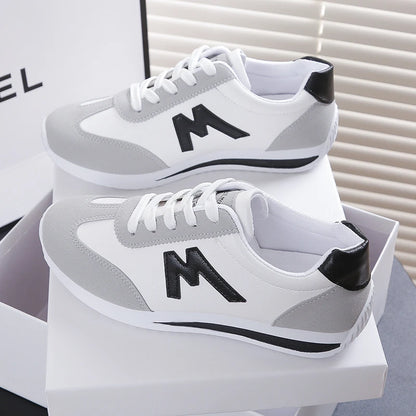 2024 Women’s Casual Walking Shoes - Summer Flat Lace-Up Leather Sneakers, High-Quality Fashion Flat-Bottom Gump Sneakers