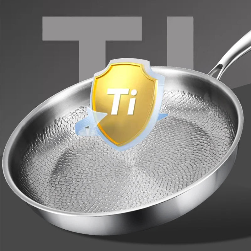 German Pure Titanium Frying Pan - Non-Stick Uncoated Fish Scale Hammer Pattern Titanium Alloy Cookware, 26/28/30cm