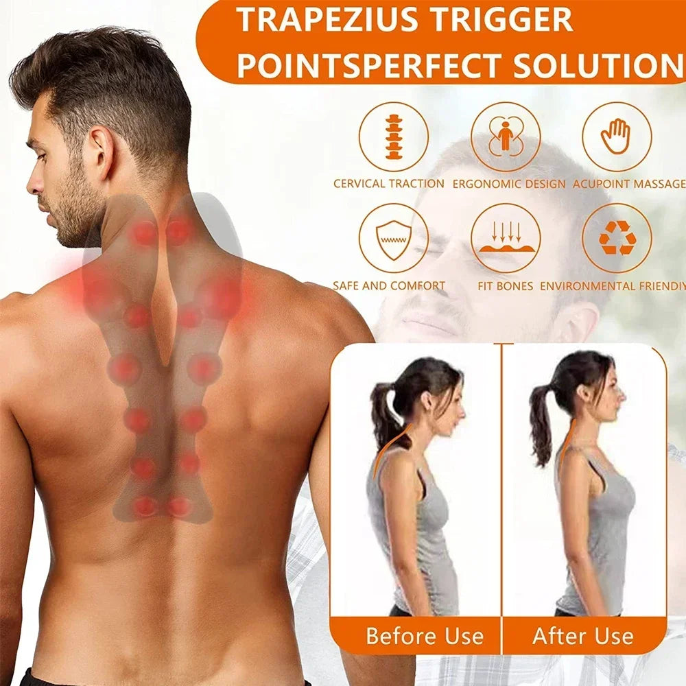 Neck and Shoulder Relaxer - Cervical Traction Stretcher with Upper Back Massage Support