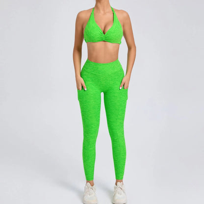 Sexy Women’s Yoga Set – Crop Top Sports Bra & Shorts Gym Tracksuit for Running, Fitness & Workout