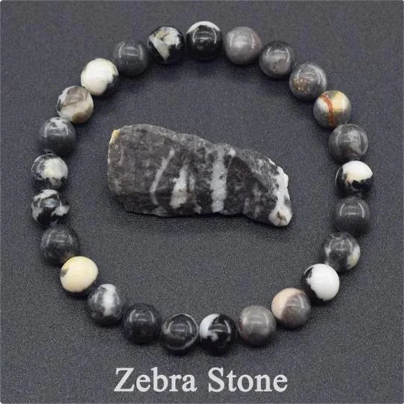 8MM Natural Epidote Zoisite & Lava Stone Bead Bracelet - Tiger Eye & Quartz Jewelry for Women