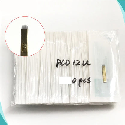 50pcs Permanent Makeup Eyebrow U-Pin PCD Blades — 12/14/19 Microblading Needles for 3D Embroidery Manual Pen