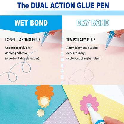 Kuretake Zig 2-Way Glue Pen – Precision Adhesive for Crafts, Scrapbooking & Art (1mm/2mm/4mm/15mm)