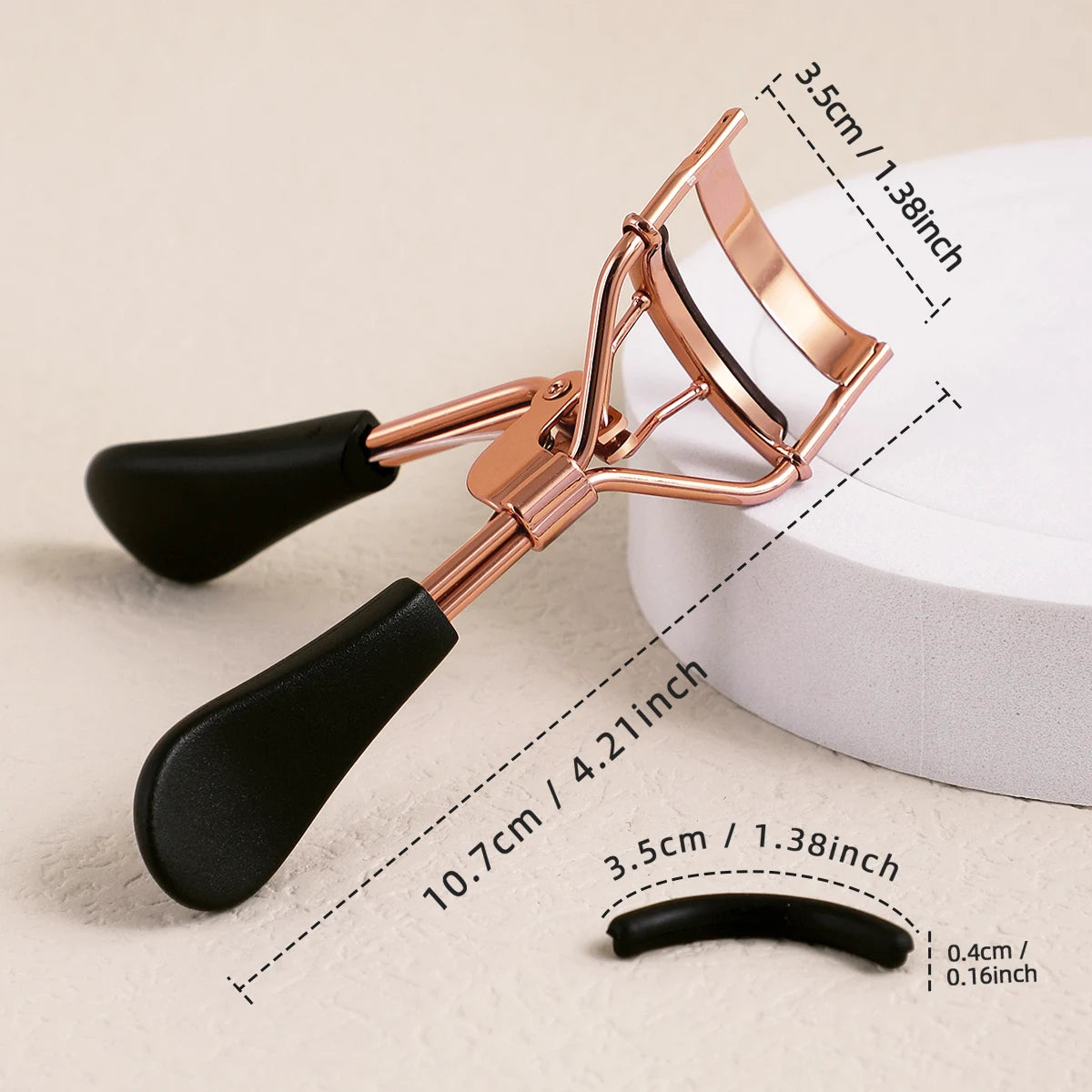 Portable Eyelash Curler - Stainless Steel Lash Curling Tool with 15 Silicone Pads