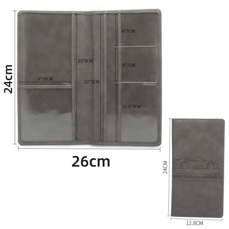 Leather Car Registration & Insurance Holder – Men's Driving License Cover, Auto Documents & Credit Card Storage Bag