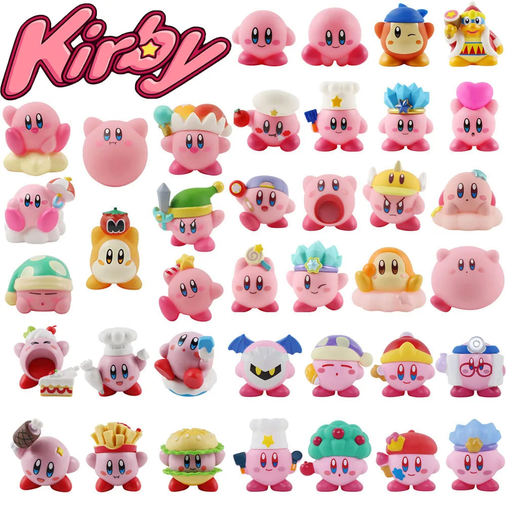 Star Kirby Action Figures — Cute PVC Toys with Cartoon Drawstring Storage Bag, Pocket-Sized Action Figures