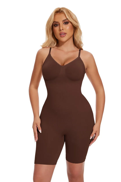 Women’s Bodysuit Shapewear Tank Top — Tummy Control Full Body Shaper with Anti-Chafing Shorts, Waist Trainer & Butt Lifter