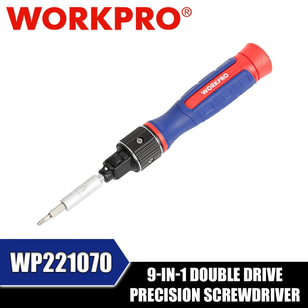 WORKPRO WP221070 9-in-1 Precision Screwdriver Set - Double Drive Power Tool Accessory