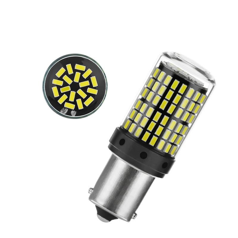 YiRui 2PCS 12-48V LED Bulbs - 144SMD Bright Reverse & Turn Signal Lights for BA15S, 7440, 1157 & P21W Sockets
