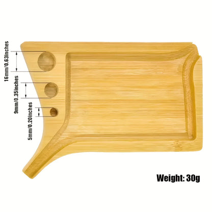 Bamboo Wood Herb & Tobacco Rolling Tray Set – Cleaning Brush, Pre-Roll Smoke Roller, Multipurpose Accessories