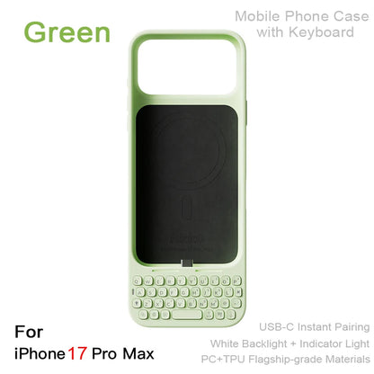 Magnetic Phone Case with Keyboard - All-in-One Wired External Keyboard Case for iPhone 16 Pro Max & 17 Pro Max