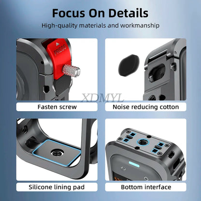 Aluminum Alloy Protective Cage for Insta360 X5 – Camera Frame with Silicone Lens Cover & 1/4" Cold Shoe