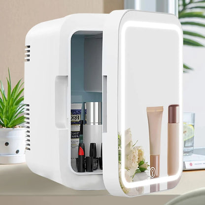 Cooseon 4L Mini Mirror Fridge – AC/DC Heated Cooling Beauty & Skincare Refrigerator, Portable Car Mini Fridge