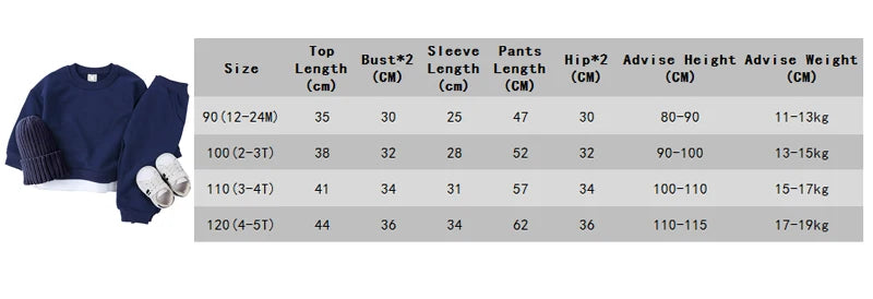 2PCS Kids Clothes Set for 1-7Y - Solid Cotton Pullover Sweatshirt & Pants, Long Sleeve Autumn Outfits for Boys & Girls