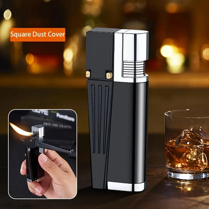 Hot Oblique Free Fire Torch Lighter – Metal Keychain Cigar & Cigarette Lighter with Grinding Wheel, Creative Gadget for Men