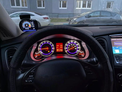 A501 Car Head-Up Display — OBD2 Smart HUD with Turbo Gauge, Digital Odometer, Security Alarm, Water & Oil Temp, RPM Auto Meter