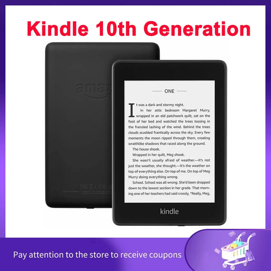 Kindle 10th Generation E-Book Reader - 6-inch E-Ink Touch Screen, 4GB/8GB, Backlight Reading Light, 167ppi