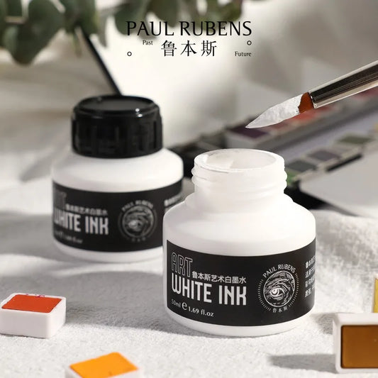 Paul Rubens Cartoonist White Ink 50ml – Highly Opaque Ink for Dip Pen, Brush, Art Lettering, Highlights & Corrections
