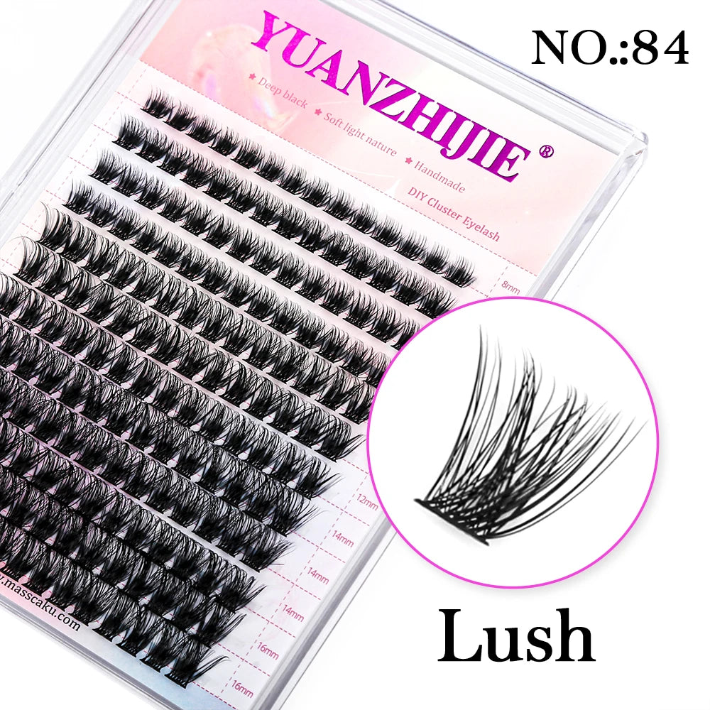 DIY 144 Cluster Lashes YUANZHIJIE – Natural C/D Curl Segmented Mink Individual Eyelash Extensions Kit for Home Makeup & Professional Volume Look (Free Shipping)