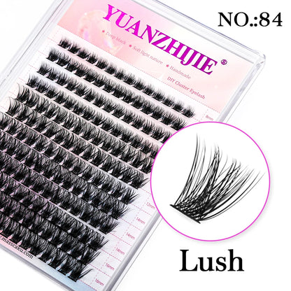 DIY 144 Cluster Lashes YUANZHIJIE – Natural C/D Curl Segmented Mink Individual Eyelash Extensions Kit for Home Makeup & Professional Volume Look (Free Shipping)