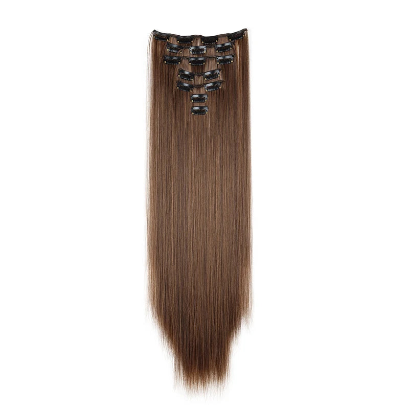 WIGSIN 24-Inch Straight Hair Extensions - 7-Piece Clip-In Synthetic Hair Set for Women