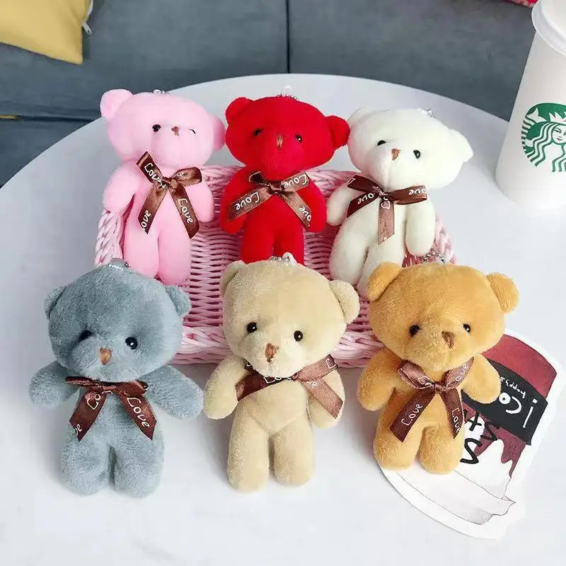 10pcs Mini Bear Plush Keychain — Soft Stuffed Doll Bag Pendant, Cute Toy for Wedding Decoration & Birthday Gift