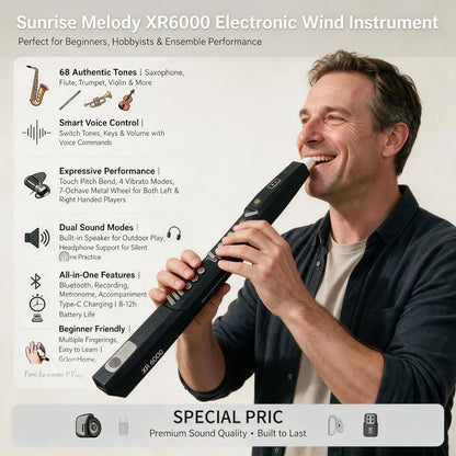SUNRISE MELODY XR6000 EWI - 68 Timbres Digital Wind Instrument with Backpack & Neck Strap
