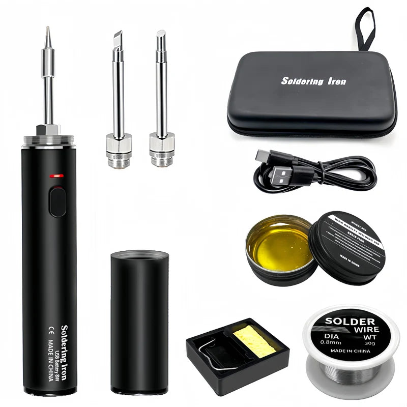 Wireless 5V Soldering Iron Kit – 18350 Lithium Battery USB Rechargeable DIY Repair Tool with Adjustable Temperature for Precision Electronics Soldering