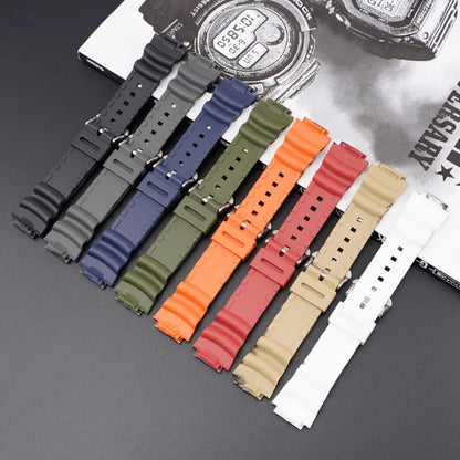 18mm Camouflage Silicone Watch Strap for Casio G-Shock AQ-S810W AE-1000W AE-1200/1300 SGW-300 W-215 F-108 - Sport Replacement Band