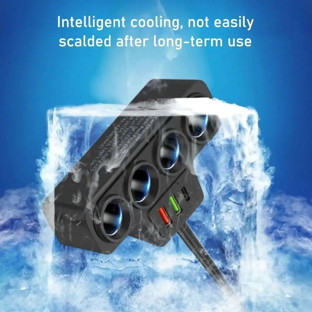 12V/24V Car Cigarette Lighter Adapter – 4 Socket USB Charger with QC3.0 & PD3.1A, 120W Car Accessories Port