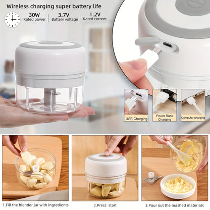 Mini Electric Kitchen Food Chopper: USB Portable Garlic Masher, Meat Grinder, Vegetable Chopper - Essential Kitchen Gadget