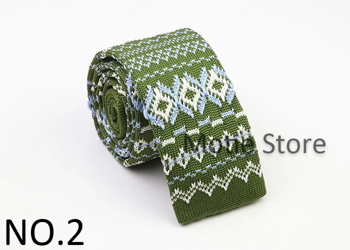 Classic Knit Neck Tie for Men — 6cm Plaid & Dots Casual Business Wedding Tie