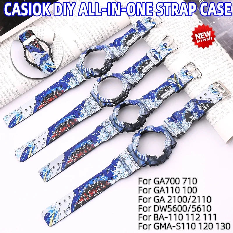 All-in-One Rubber Strap Case for G-Shock GA2100, GA2110, DW5600, 5610, GA-110 & BA-110 – High Quality Replacement Band & Bezel