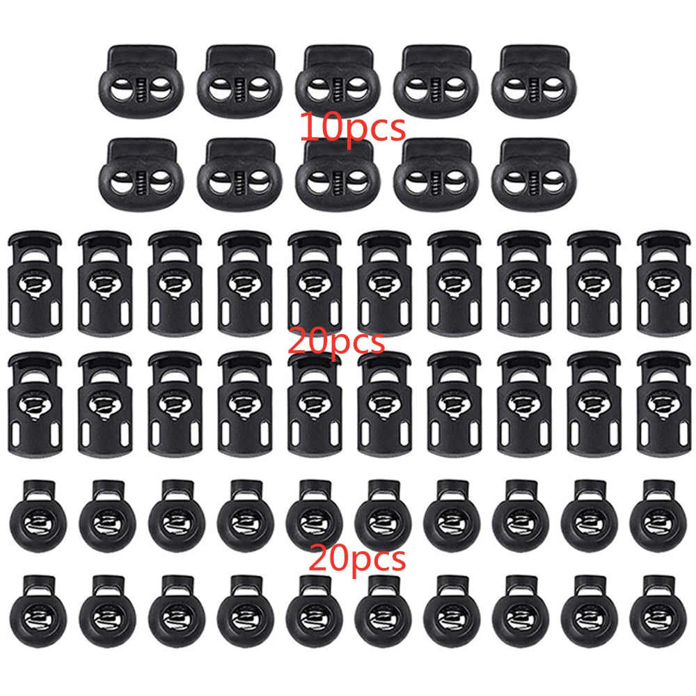 50pcs Plastic Cord Lock Toggle – DIY Spring Stopper for Lanyards, Drawstrings, Shoelaces & Clothing