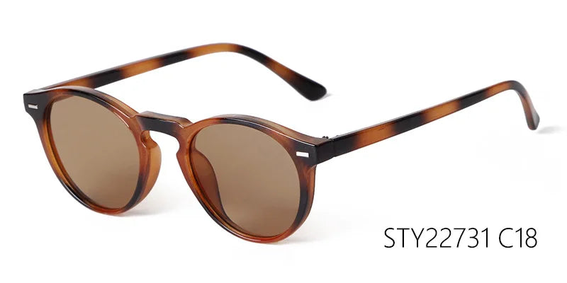 Vintage Round Sunglasses – 2024 Fashion Design for Men & Women, Retro Rivet Yellow & Blue Lens, Square Sun Glasses
