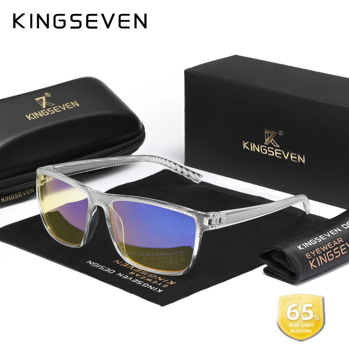 99% Blue Light Blocking Glasses — KINGSEVEN Transparent Lens Computer Eyeglasses