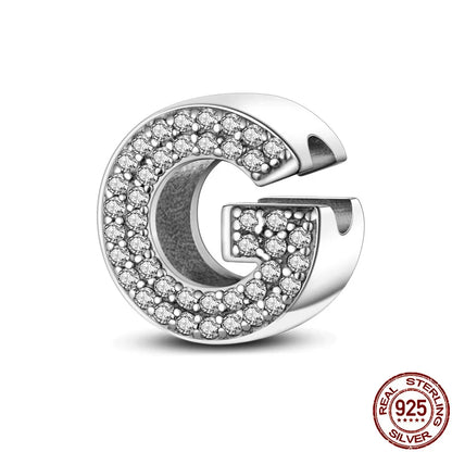 26 A-Z Alphabet Beads 925 Silver LOVE Letter Charms for 3mm Bracelets - CZ Zircon DIY Jewelry Gift