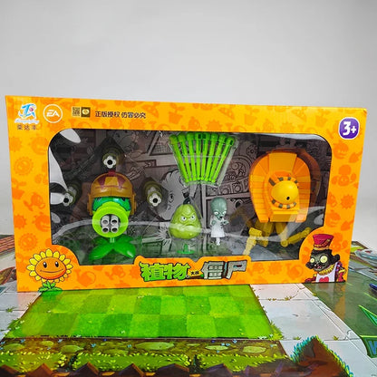 Plants vs Zombies Gatling Pea Shooter & Egyptian Zombie Toy Set – Full Game Scene Figures for Kids Gift