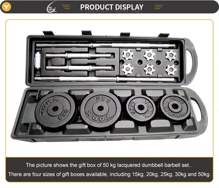 10-30kg Adjustable Cast Iron Dumbbells Set with Box – Black Gym & Home Weightlifting Barbell Connectable