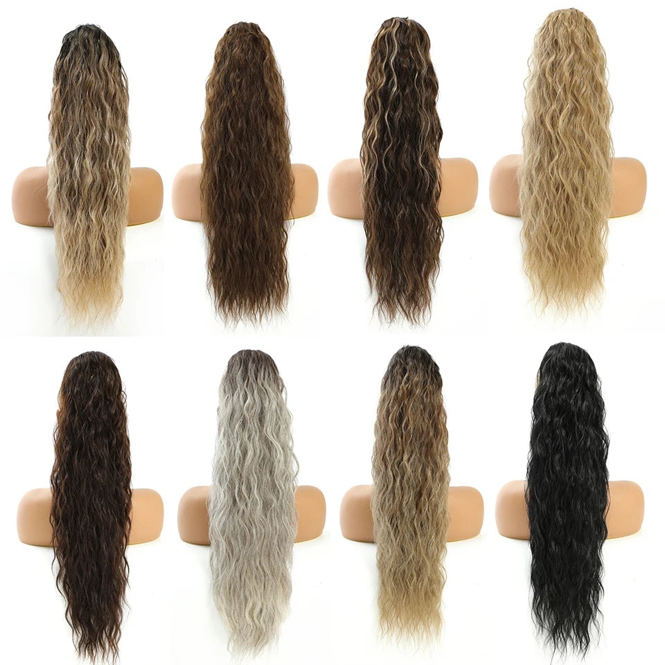 Gladys Water Wave Ponytail: Heat-Resistant Synthetic Fiber Curly Drawstring Hair Extension - Perfect for Black Women