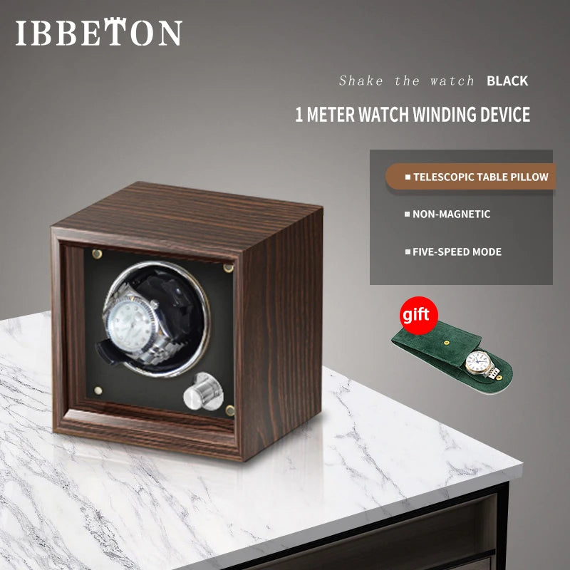 IBBETON Luxury Wood Watch Winder – High-End Automatic Watch Box (2/4/6 Slots) with Mabuchi Mute Motor & Storage Cabinet