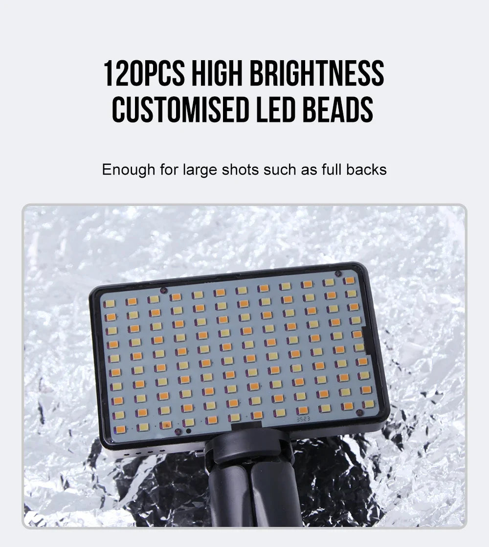120 LED Tattoo Fill Light with 52mm CPL — Circular Polarizing Filter for Cellphone Lens, Compatible with Any Phone