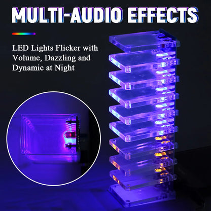 DIY LED Music Spectrum Kit - Crystal Column Audio Display PCB Soldering Practice Kit 5-12V