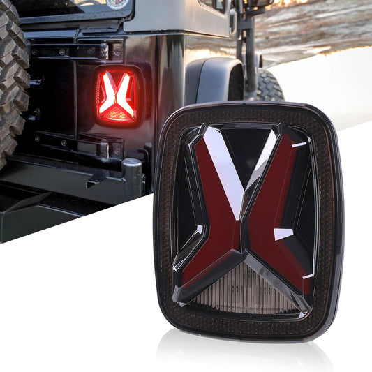 LED Rear Tail Lights for Jeep Wrangler CJ TJ YJ 1998–2006 – X-Shape Smoked Brake & DRL Lamps 12V Universal Fit