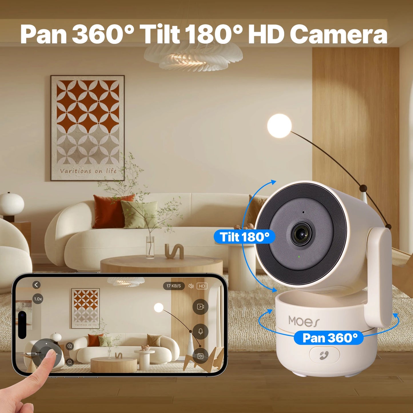 MOESTuya 4MP HD WiFi Indoor Pan & Tilt Smart Security Camera – Motion & Sound Detection, Infrared Night Vision, Panoramic Patrol Monitor